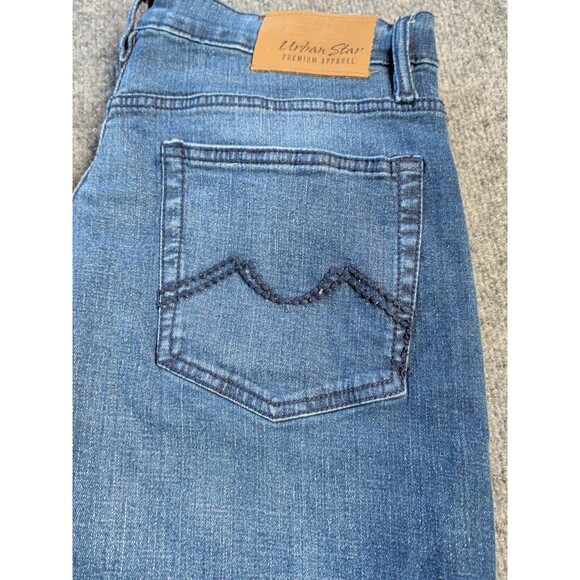 Urban Star Men's Stretch Straight Leg Premium Jeans Dark Blue 34x34 5 Pocket - Picture 3 of 12